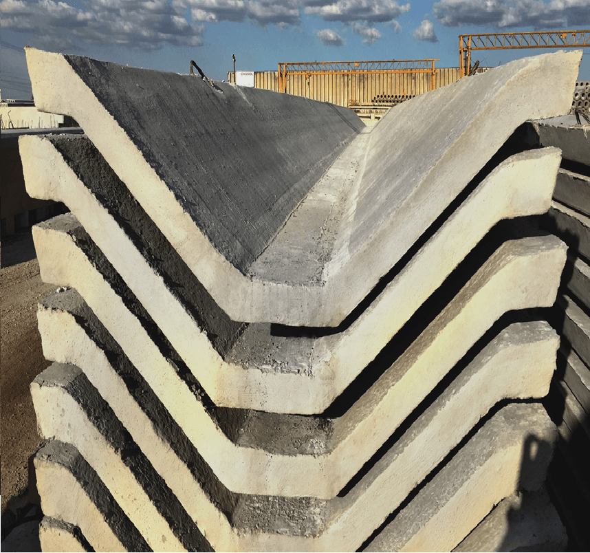 Telha W em concreto pré-fabricado, solução durável e de alto desempenho para coberturas.